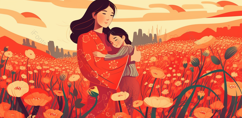穿裙子的妈妈高清背景卡通风格母女人物插画背景图,插画/手绘图,插画/手绘图库,插画/手绘图下载,插画/手绘